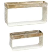 Wholesale - 2pc Wall Shelves Ivory Perforated C/P 4, UPC: 635309852311